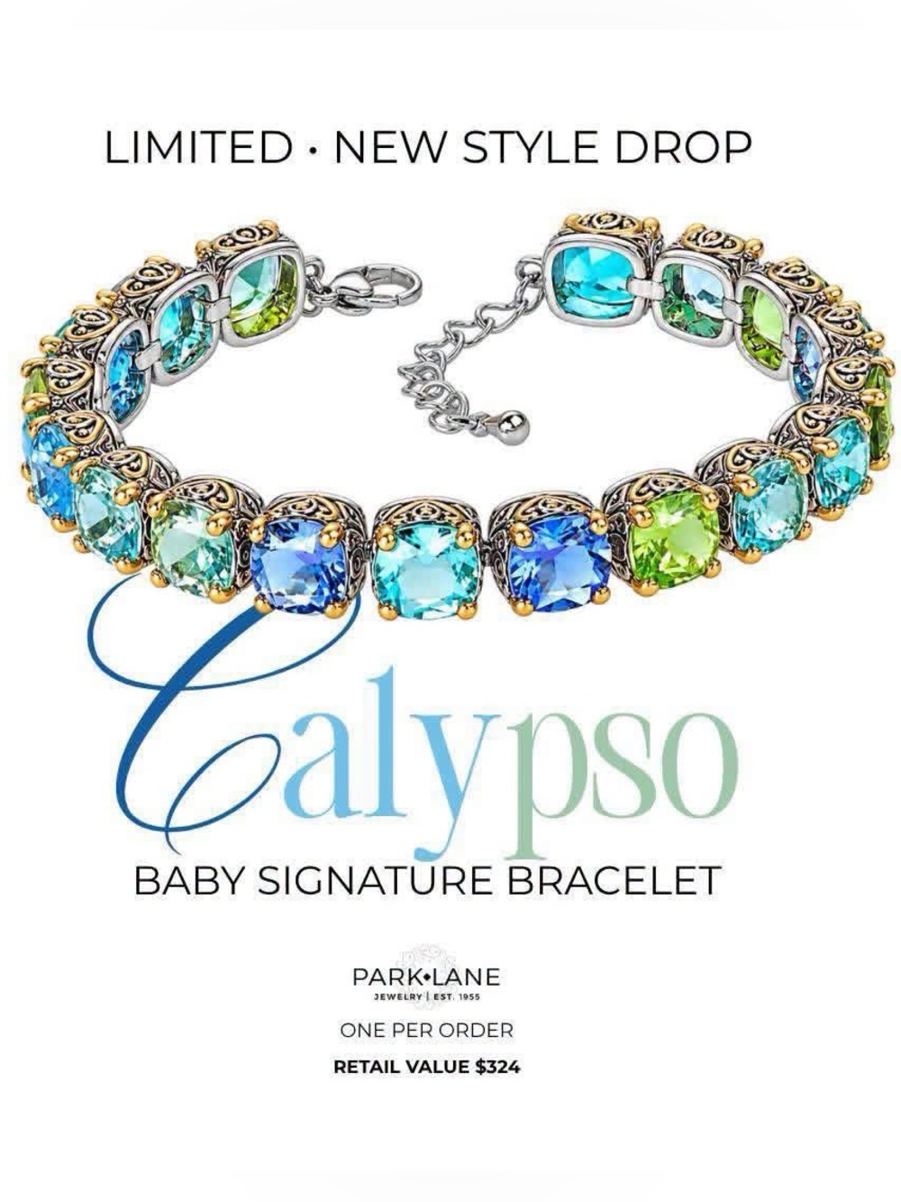 🩵 Park Lane Calypso Baby Signature Bracelet - Blue & Green Crystals - Sold Out